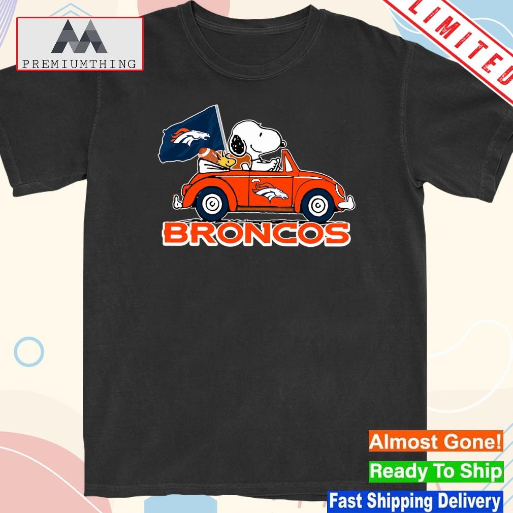 Official snoopy and woodstock car flag broncos shirt