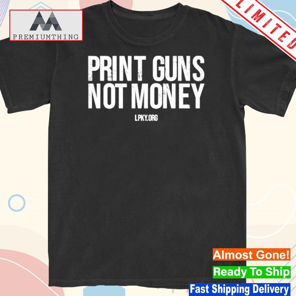 Official spike cohen print guns not money lpky shirt