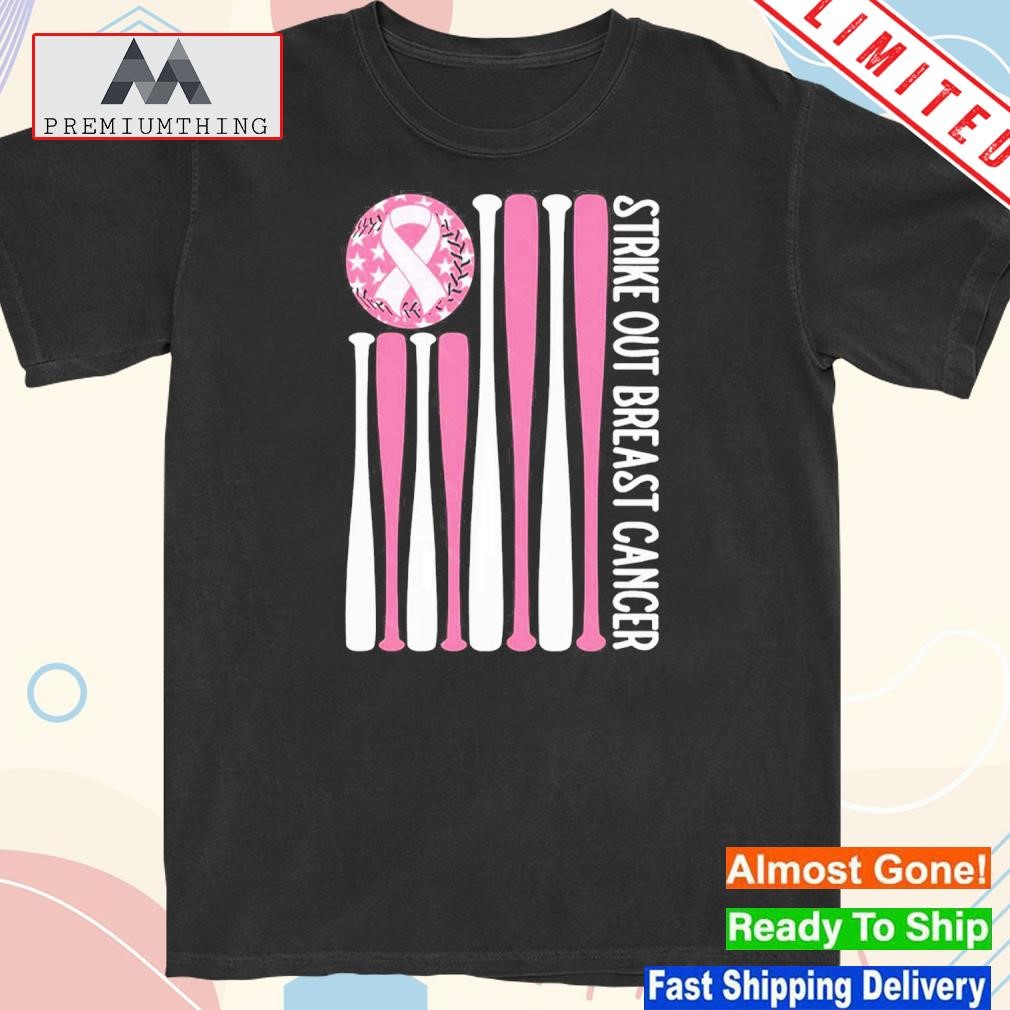 Official strike Out Breast Cancer Baseball Pink American Flag Shirt