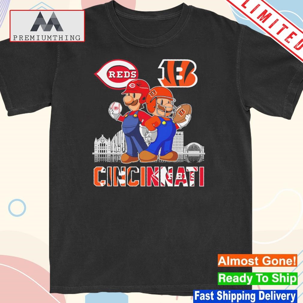 Official super Mario Cincinnati Red vs Cincinnati Bengals Skyline Shirt