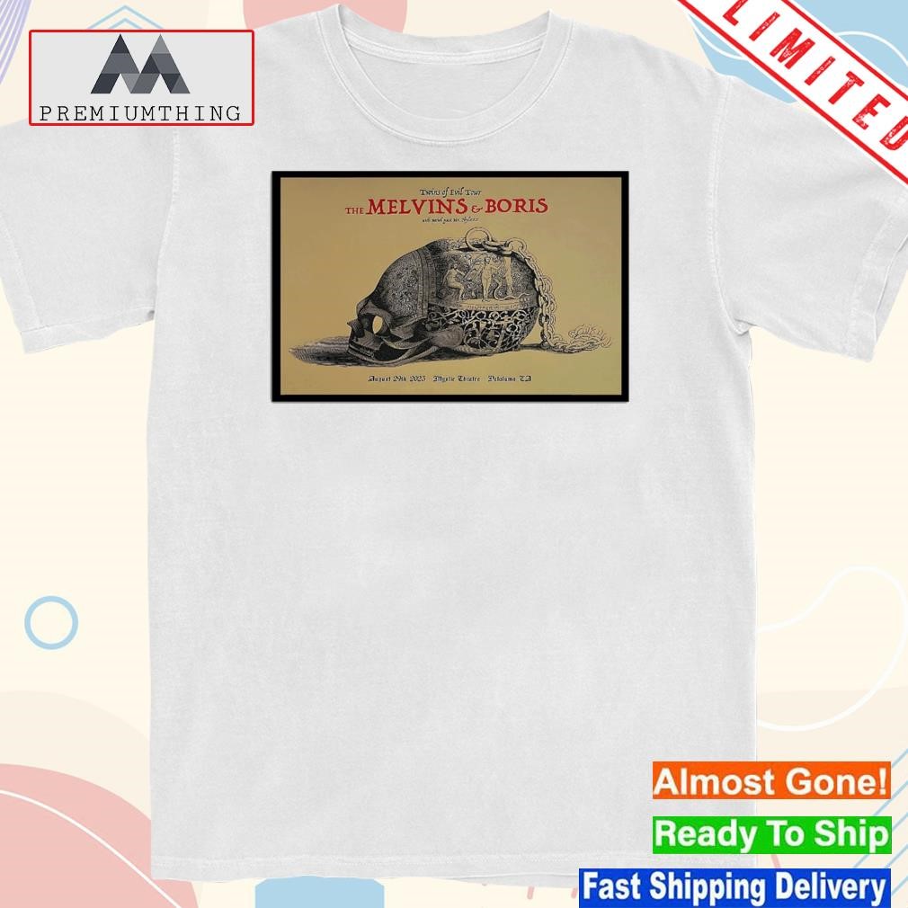 Official the Melvins rock band and boris mystic theatre petaluma Ca tuesday 29 august 2023 art poster design t-shirt
