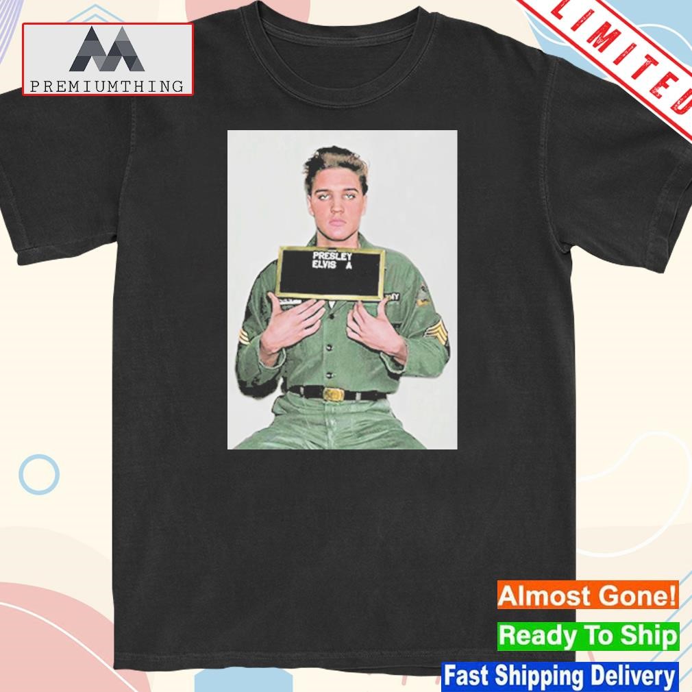 Official elvis Presley Army Mugshot 1960 T-Shirt