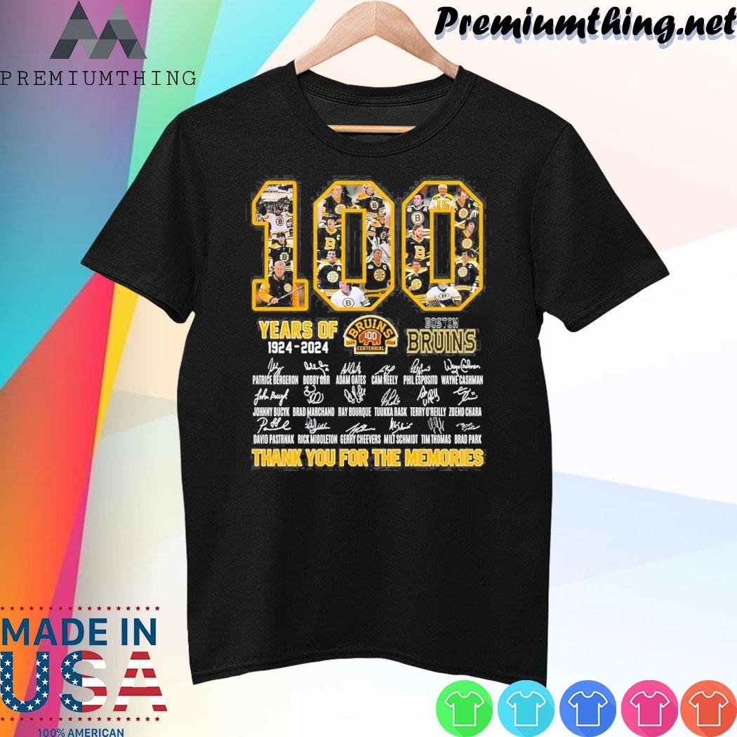 Design 100 year of 1924-2024 Boston Bruins thank you for the memories signatures shirt