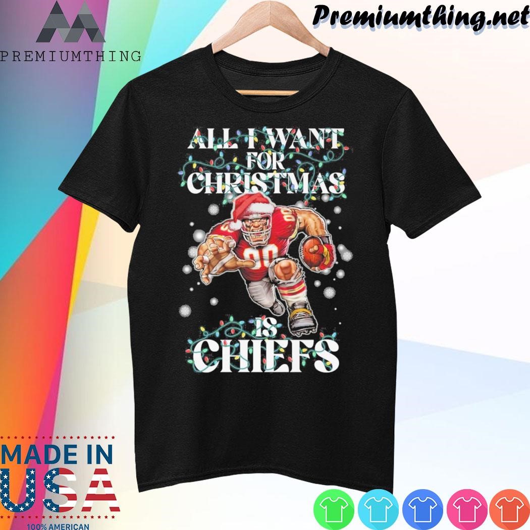 Design All I want for christmas is Kansas City Chiefs mascot titan hat santa christmas 2023 shirt