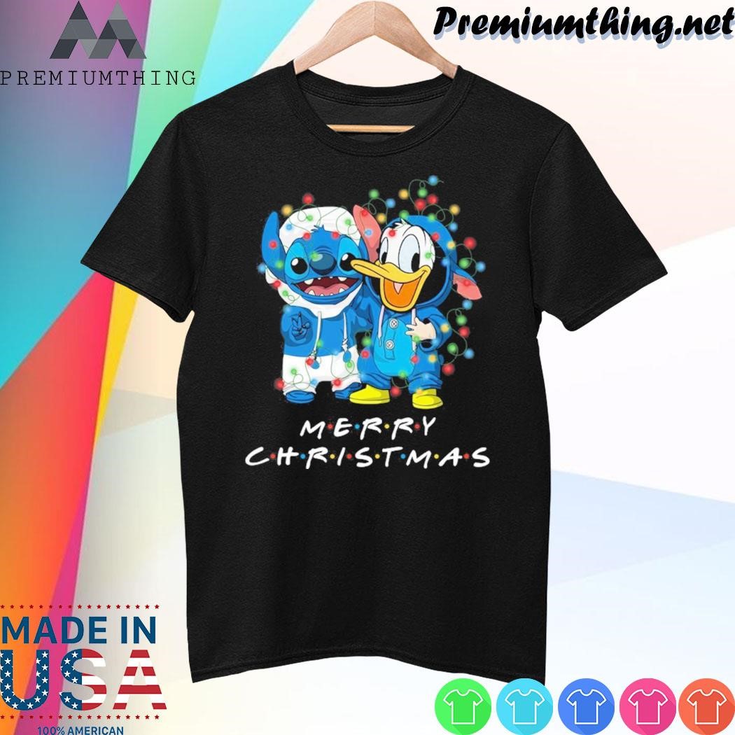 Design Baby Stitch and baby Donald merry christmas light shirt