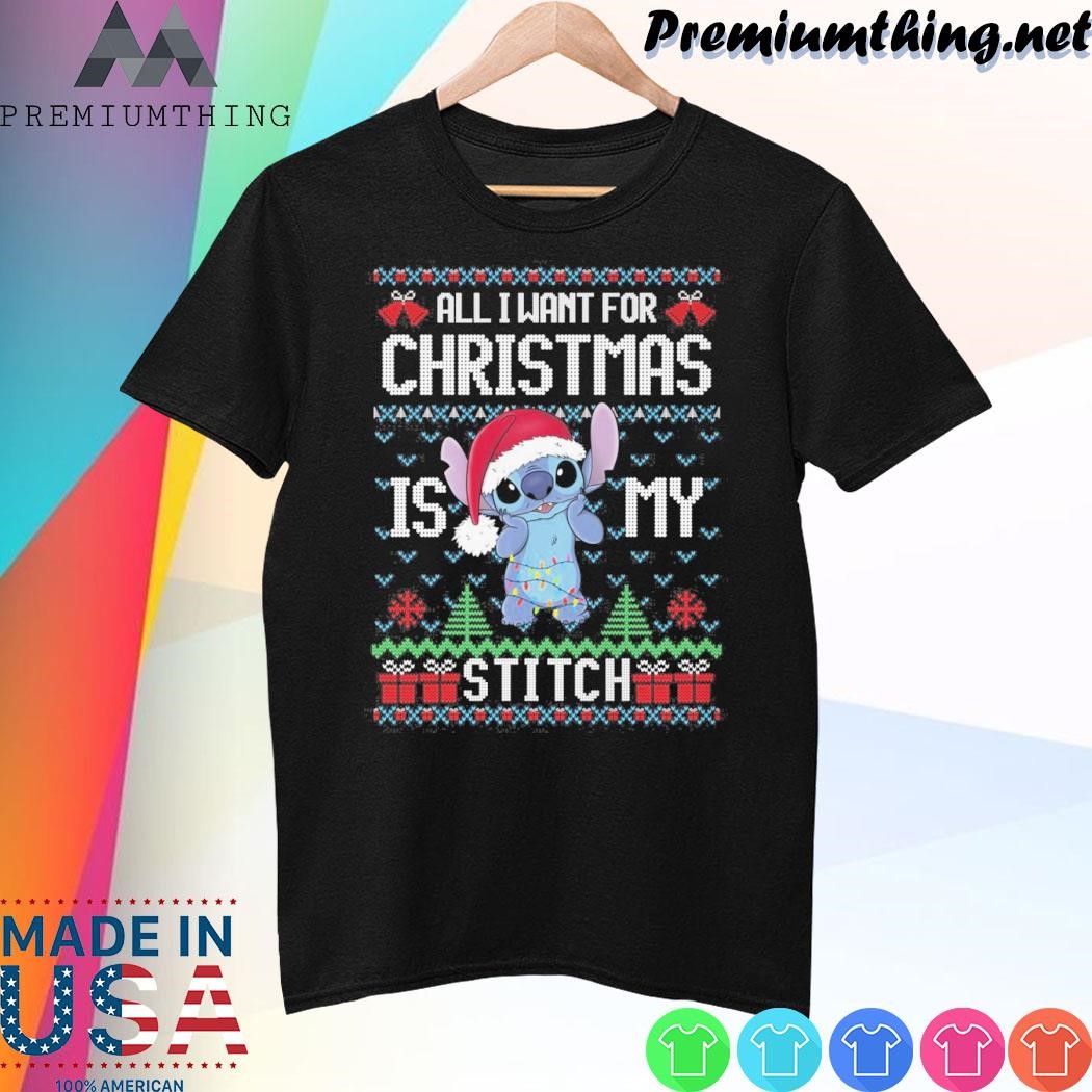 Design Baby Stitch hat santa all I want for christmas is my Stitch ugly christmas shirt