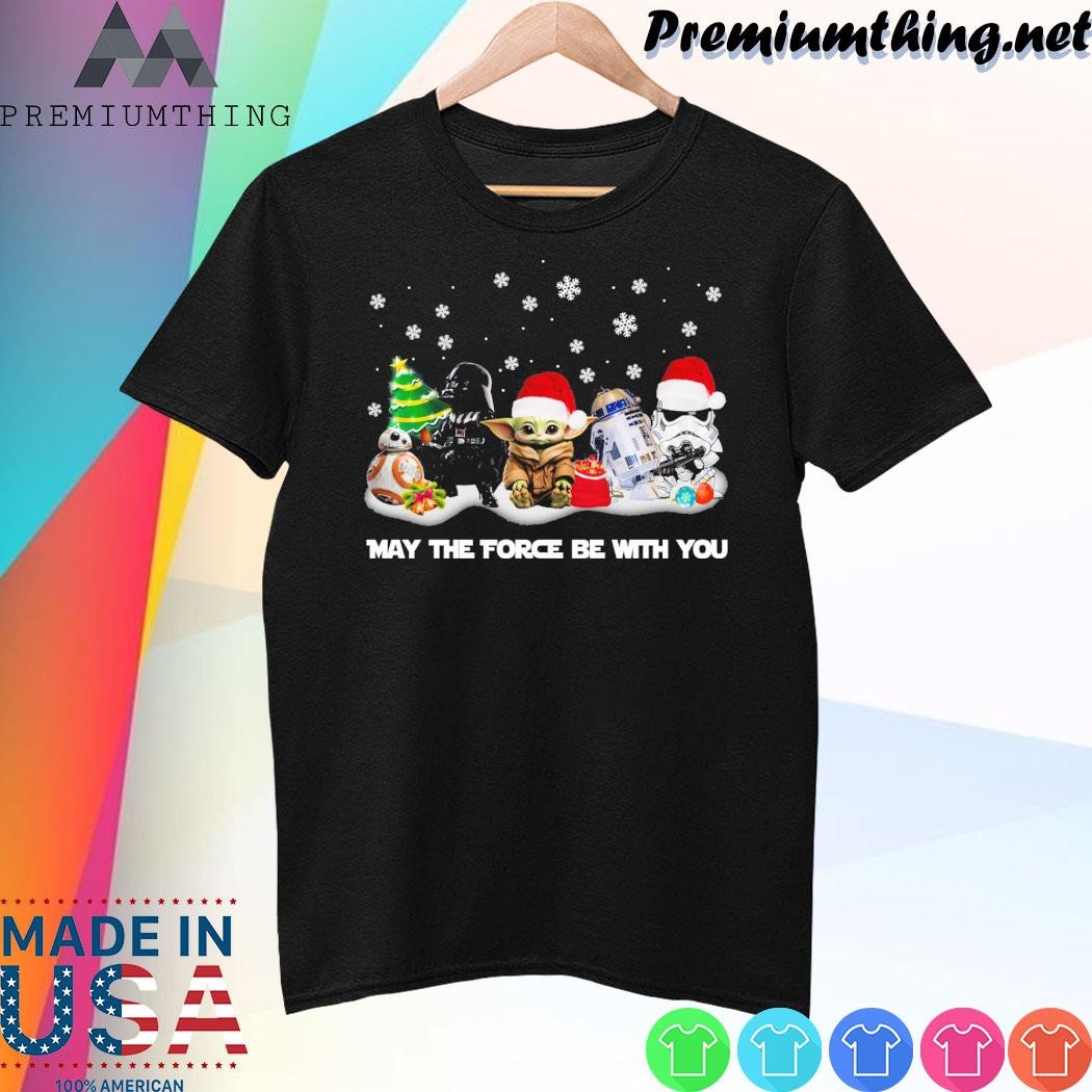 Design Baby hat santa and friends may the force be with you christmas shirt
