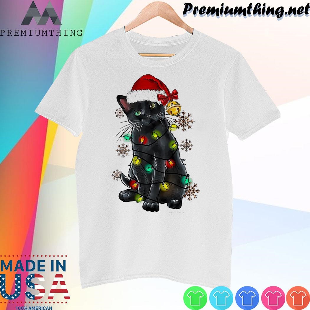 Design Cat hat santa merry christmas shirt