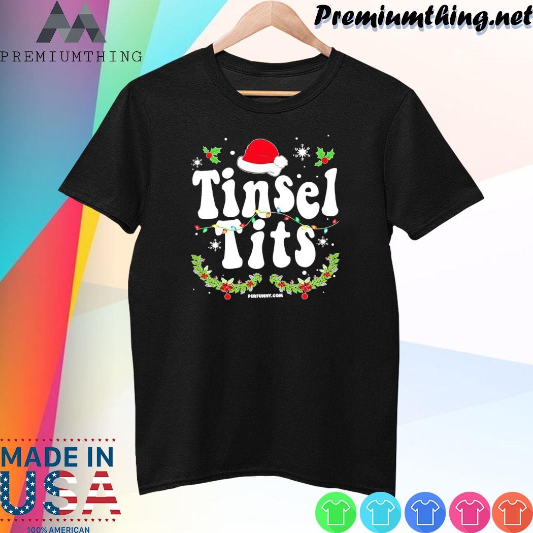 Design Hat santa tinsel tits merry christmas shirt