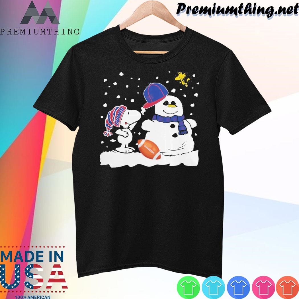 Design Peanuts Snoopy And Woodstock Snowman New York Giants Shirt