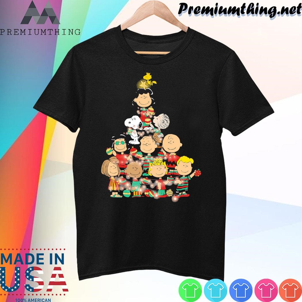Design Pine tree Snoopy and friends funny christmas shirt