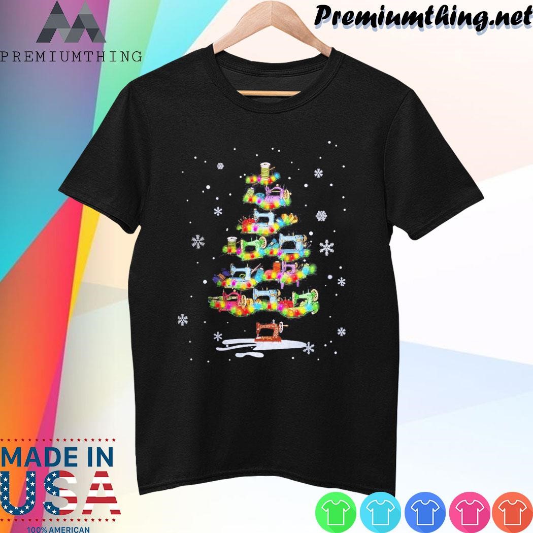 Design Sewing pine tree merry christmas shirt