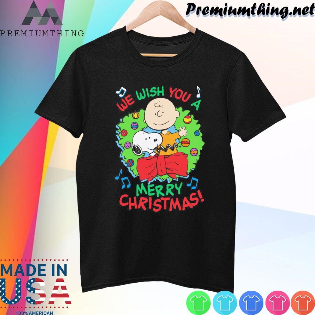 Design Snoopy and Charlie Brown song we wish you a merry christmas shirt