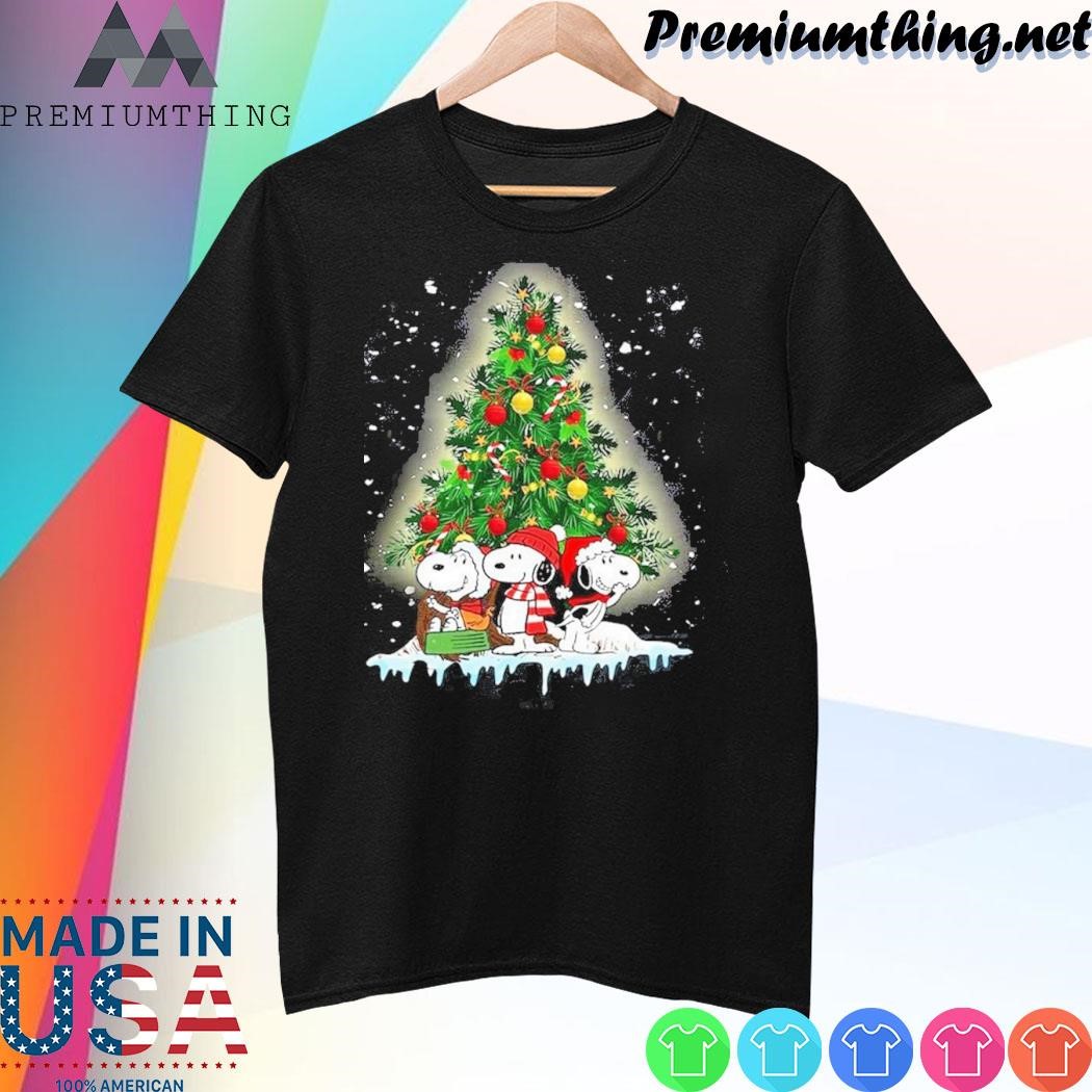 Design Snoopy hat santa pine tree merry christmas shirt